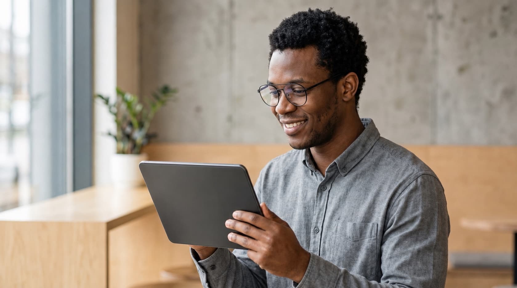 Un client consulte un menu digital sur une tablette