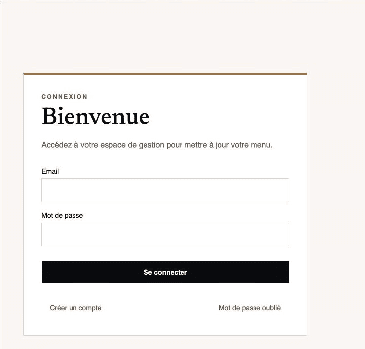 Vue d’ensemble de la page de connexion Chapchap
