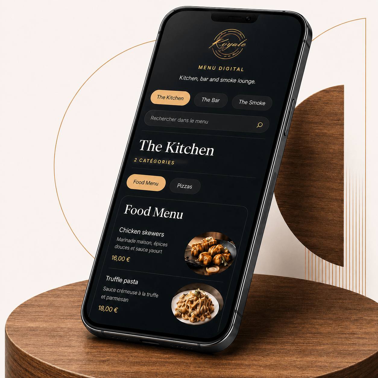 Menu digital Chapchap présenté sur un téléphone